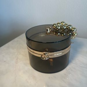 Black and gold clear chain handbag